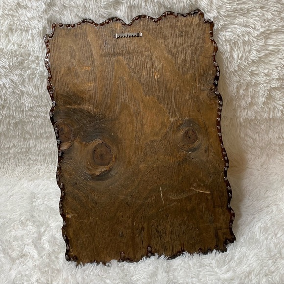 Vintage 70’s Groovy Wood Lacquered Woods Forrest Image Wall Hanging Plaque - Picture 7 of 11